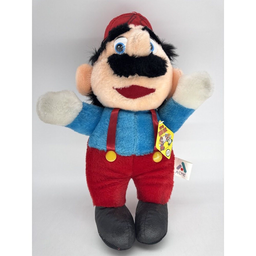 ACME Official Nintendo Mario Plush Doll 12" Red Blue Black Vintage Super